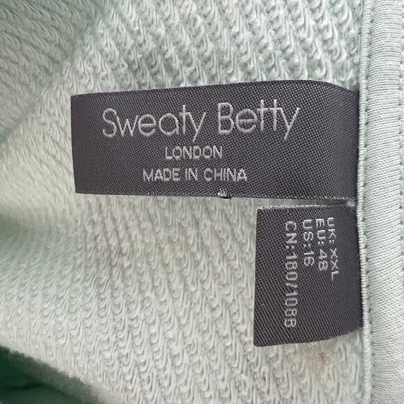 Sweaty Betty Blue Sweatshirt Mock Neck Half Zip Drop Shoulder Banded Hem Sz XXL - Picture 7 of 10